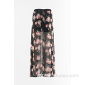 Chiffon print wide trousers